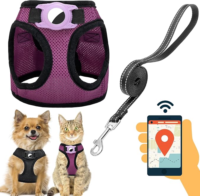 Dog Harness with Airtag Holder for Small Dogs, Cats by JVVGPET