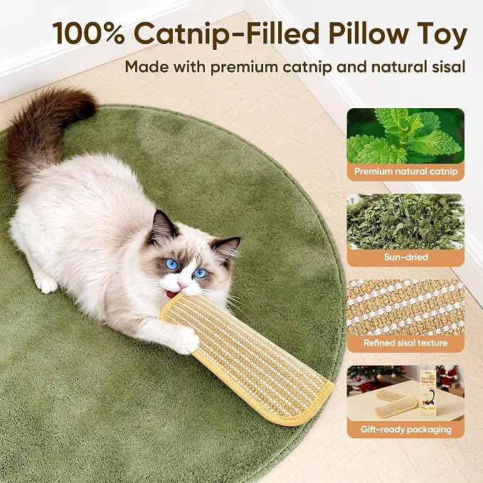 Sisal Catnip Pillow Toy Kickers, 2 Pack Interactive Catnip Toys - Image 5
