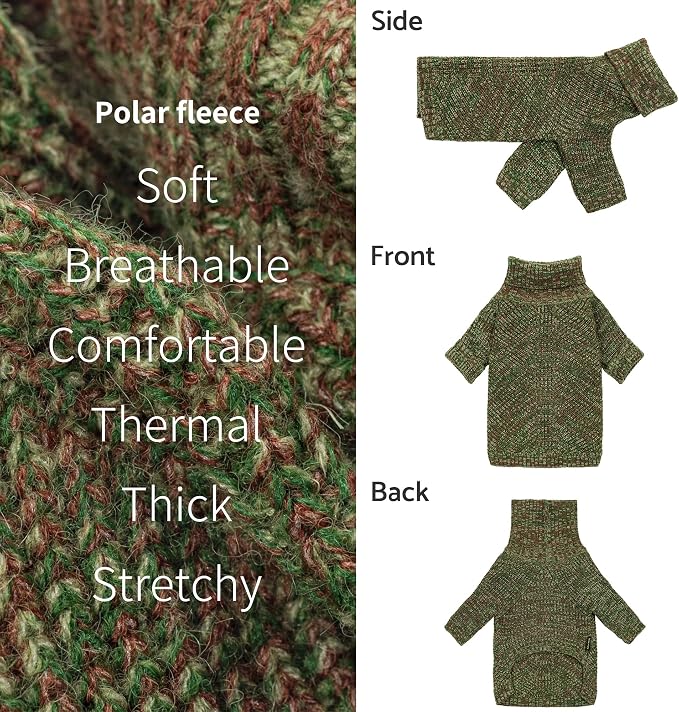 Fitwarm Knitted Turtleneck Dog Sweater, Thermal Dog Winter Clothes - Image 5