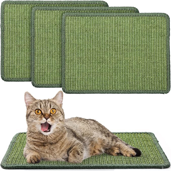4 Pcs Cat Scratcher Mat Sisal Scratch Mats Horizontal Floor Scratching Pad Rug by Riakrum