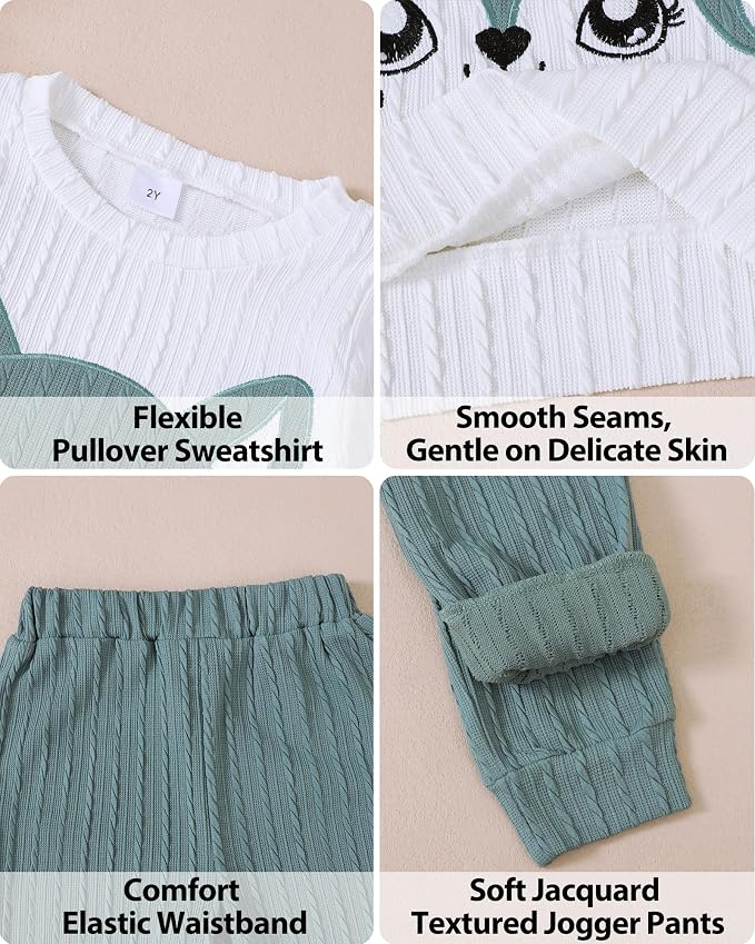 Jecson Toddler Girl Fall Clothes: Soft Outfits Set Embroidered Knit Top & - Image 5
