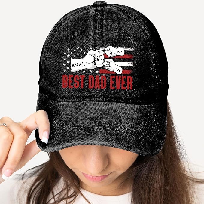 Personalized Vintage Washed Denim Dad Hat, Custom Baseball Cap - Image 5