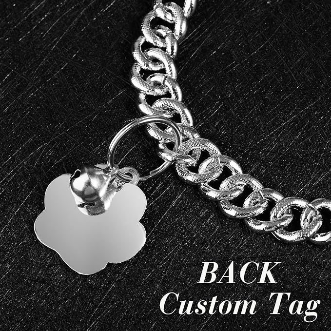 Hillban Cat Collar Diamond Chain Glitter Collar Walking Metal - Image 4