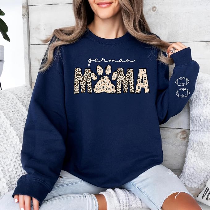 Personalized Dog Breed Mama Sweatshirt, Custom Paw Print Sweater, Cozy Pet - Image 4