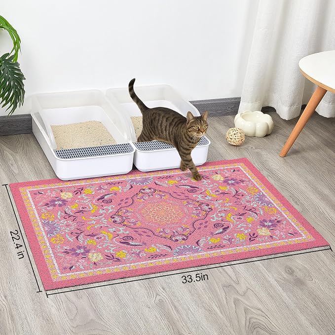 Glittme Cat Litter Mat with Non-Slip Bottom Litter Box Mat 33"X22" Litter - Image 2