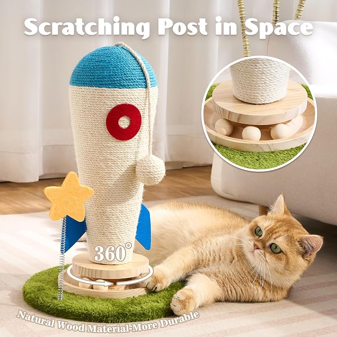Cat Scratching Post, Rocket Cute Sisal Cat Scratcher - Image 3