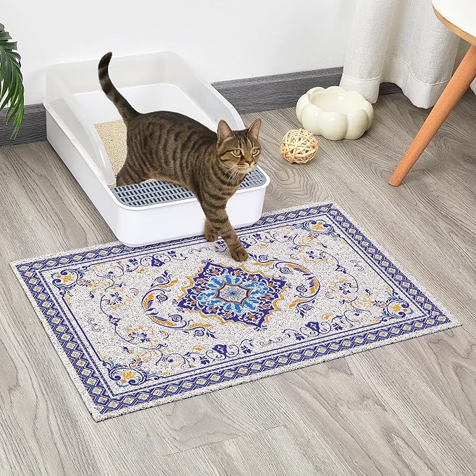 Glittme Cat Litter Mat with Non-Slip Bottom Litter Box Mat 24"x15" Litter - Image 2