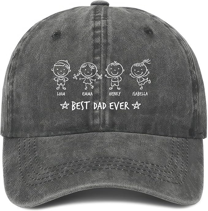 Personalized Vintage Washed Denim Dad Hat, Custom Baseball Cap by Lallamotion