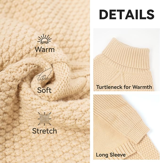 cyeollo Small Dog Sweater with Long Sleeves Turtleneck Knitted Sweaters Winter - Image 3