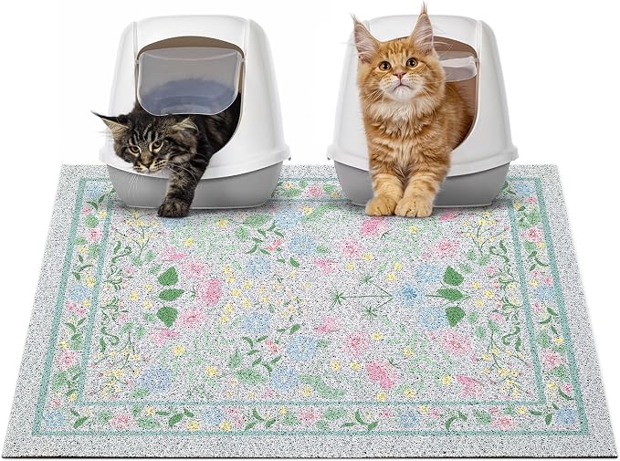 Glittme Cat Litter Mat with Non-Slip Bottom Litter Box Mat 33"X22" Litter by Glittme