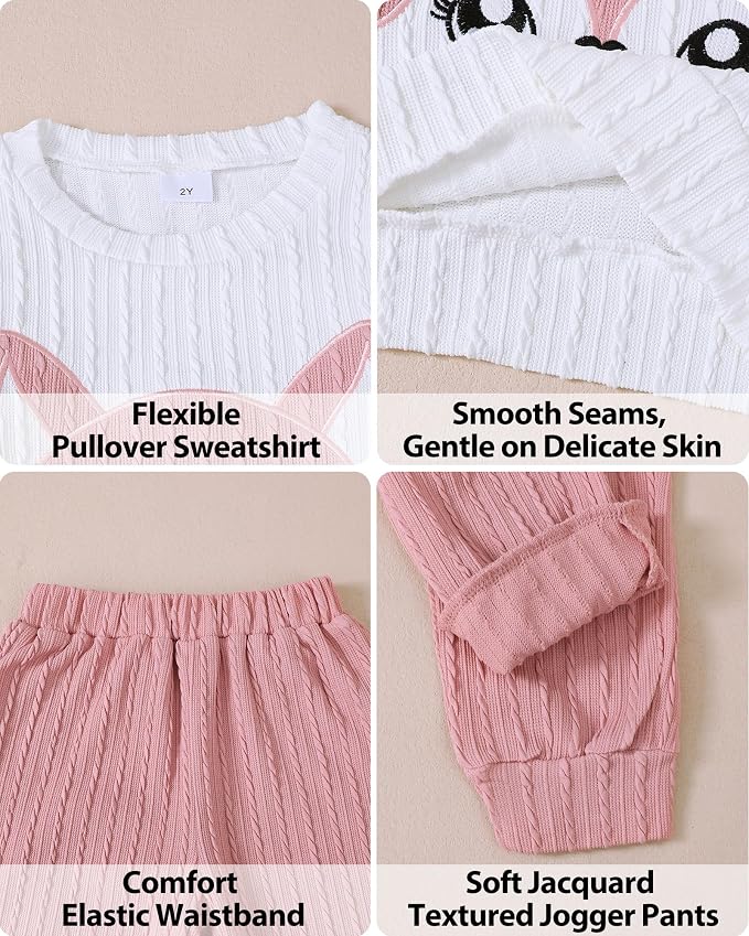 Jecson Toddler Girl Fall Clothes: Soft Outfits Set Embroidered Knit Top & - Image 5