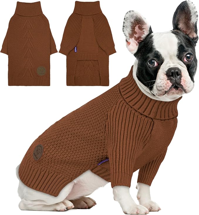 cyeollo Dog Sweaters for Small Dogs Boy, Pullover Turtleneck for Dogs Male by CYEOLLO