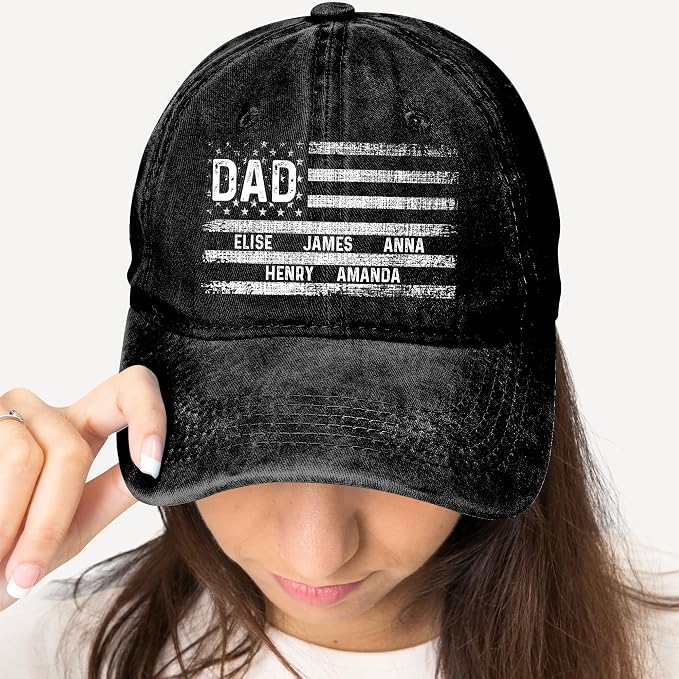 Personalized Vintage Washed Denim Dad Hat, Custom Baseball Cap - Image 5