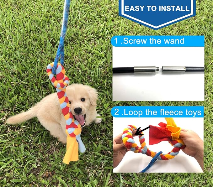Interactive Flirt Pole Toy for Dogs Chase and Tug of War, Durable Teaser Wand - Image 6