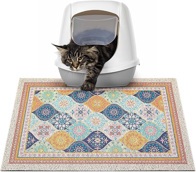 Glittme Cat Litter Mat with Non-Slip Bottom Litter Box Mat 24"X15" Litter by Glittme
