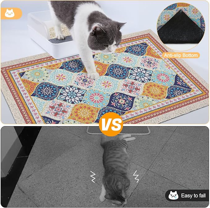 Glittme Cat Litter Mat with Non-Slip Bottom Litter Box Mat 24"X15" Litter - Image 5