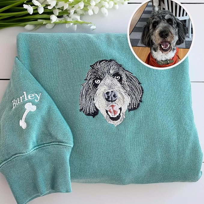 GODMERCH Customized Pet Embroidered Sweatshirt, Custom Dog Face Embroidered - Image 3