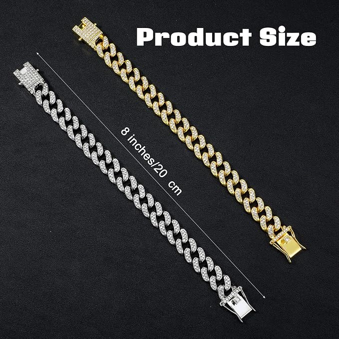 2Pcs Cuban Link Dog Collar Cat Chain Collar Diamond Cat Collar Kitten Walking - Image 2