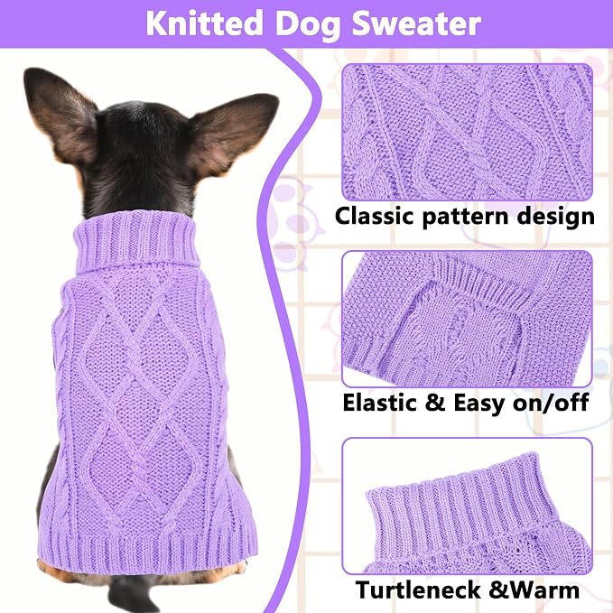 Dog Sweaters for Small Dogs Winter Dog Clothes Turtleneck Puppy Sweater Warm - Image 3