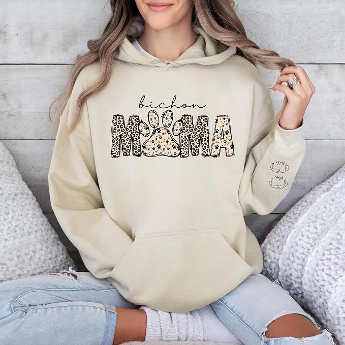 Personalized Dog Breed Mama Sweatshirt, Custom Paw Print Sweater, Cozy Pet - Image 3
