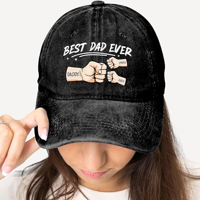Personalized Vintage Washed Denim Dad Hat, Custom Baseball Cap - Image 6