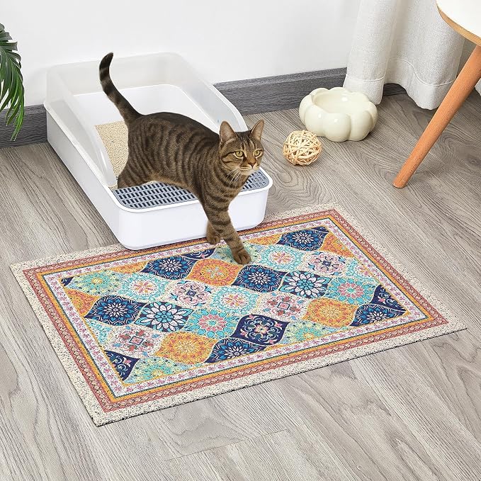 Glittme Cat Litter Mat with Non-Slip Bottom Litter Box Mat 24"X15" Litter - Image 2