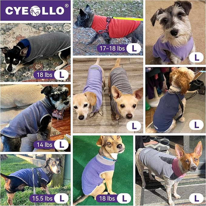 cyeollo 2 Pack Fleece Dog Sweater Pullover Sweatshirt Reflective Lightweight - Image 5