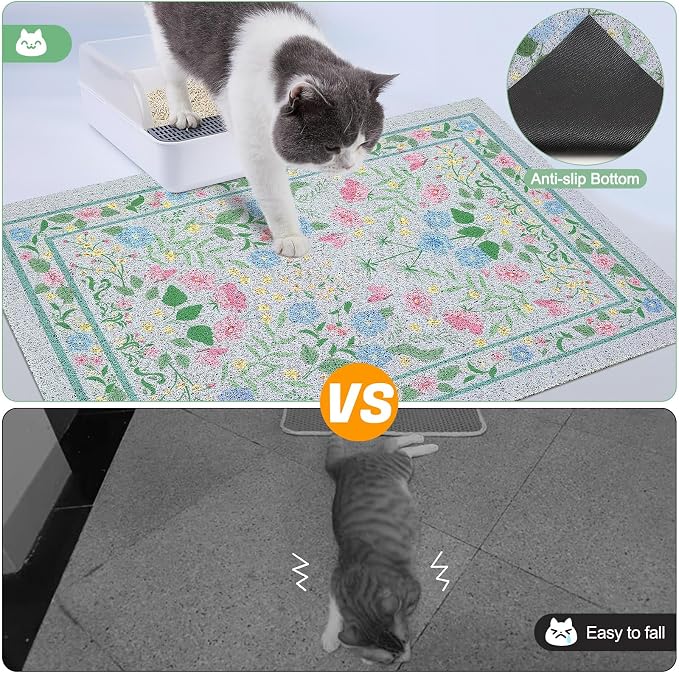 Glittme Cat Litter Mat with Non-Slip Bottom Litter Box Mat 24"X15" Litter - Image 5