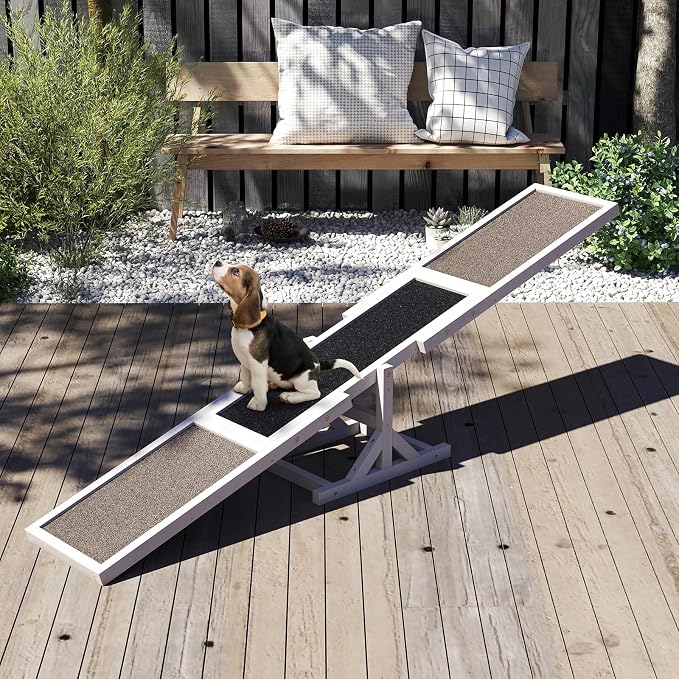 PETSITE Wooden Dog Agility Seesaw, Dog Exercise & Play Set, Outdoor Run Game Toy - Image 3