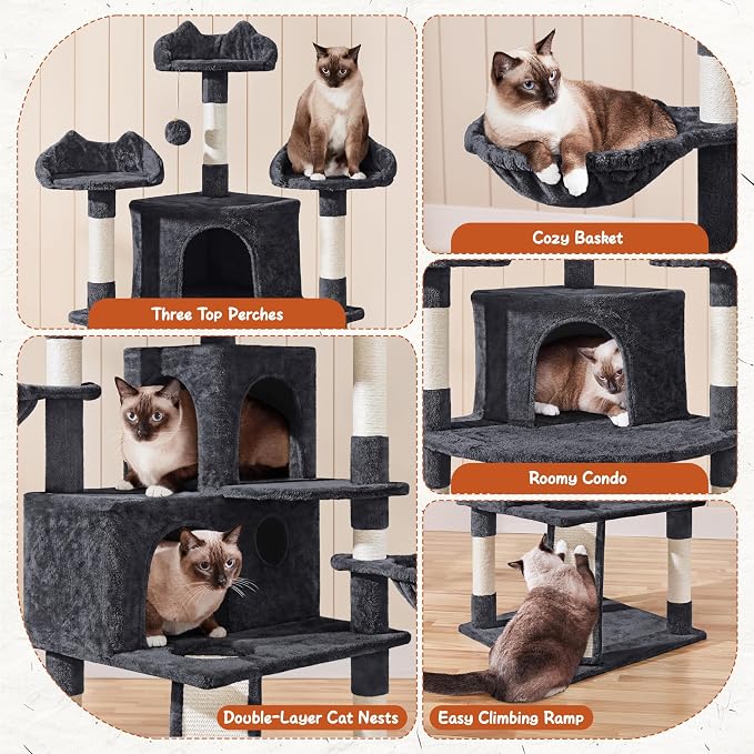 Topeakmart Cat Trees for Large Inoor Cats, 76.5'' Extra Big Cat Tower - Image 4