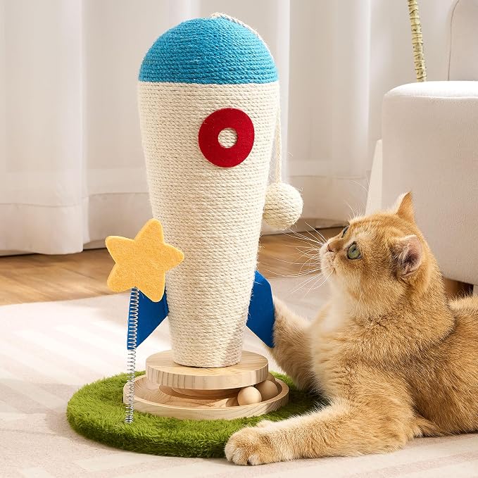 Cat Scratching Post, Rocket Cute Sisal Cat Scratcher by Kicari