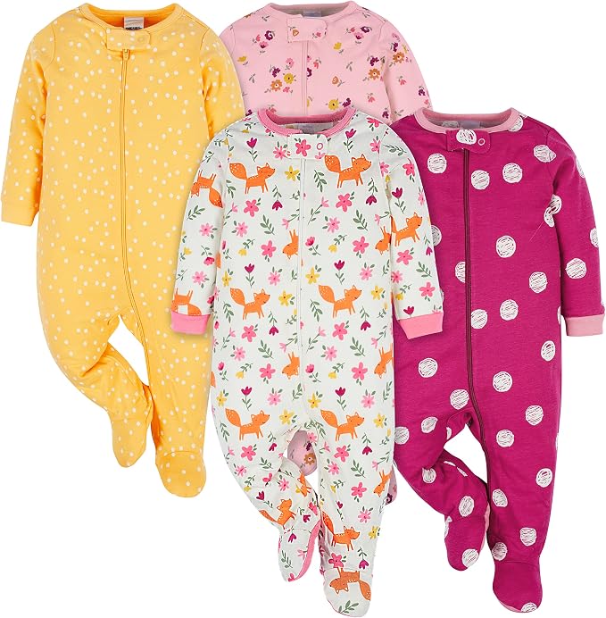 Onesies Brand Baby Girls' 4-pack Sleep 'N Play Footies Multi Pack by OnesiesBrand