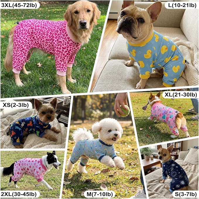Bienbee Dog Pajamas, 4 Pack Dog Recovery Suit Shedding Suit Cute Soft Puppy - Image 7