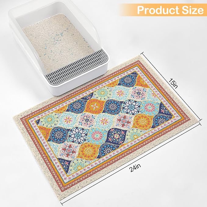 Glittme Cat Litter Mat with Non-Slip Bottom Litter Box Mat 24"X15" Litter - Image 6