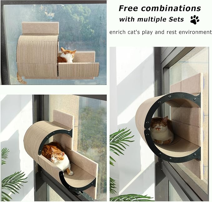 Cat Window Perch with Scratching Bed, Versatile Climbing Shelves Mounted by - Image 7
