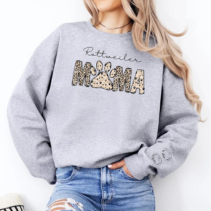 Personalized Dog Breed Mama Sweatshirt, Custom Paw Print Sweater, Cozy Pet - Image 7