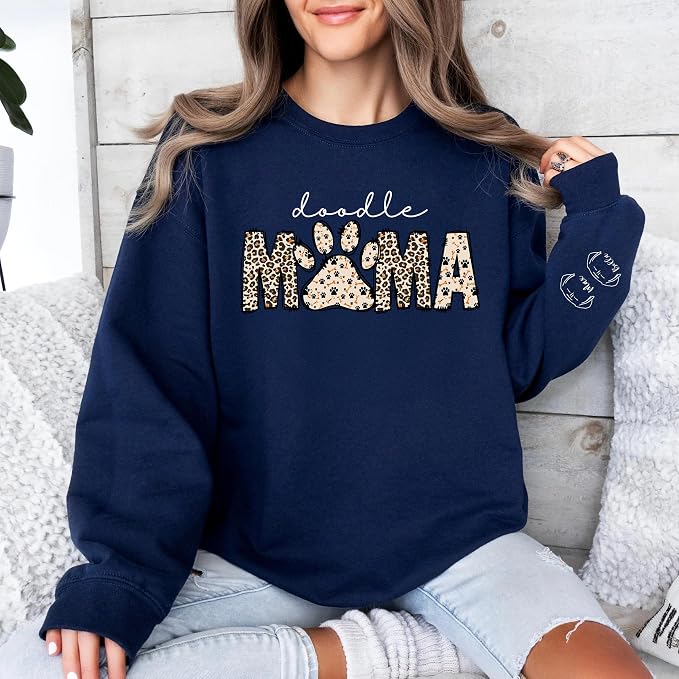 Personalized Dog Breed Mama Sweatshirt, Custom Paw Print Sweater, Cozy Pet - Image 3