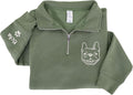 Chillever Custom Pet Embroidered Quarter Zip Sweatshirt, Dog Portrait Face Shirt by Unknown