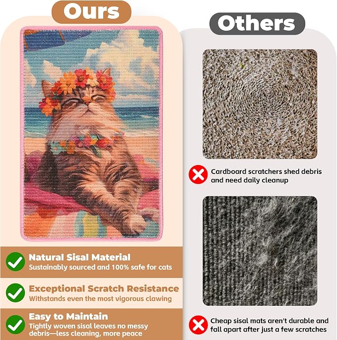 Sisal Cat Scratcher Mat, Cat Wall Scratcher - Image 4