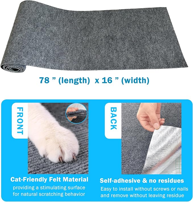 Self Adhesive Cat Scratch Mat to Protect Furniture, 16 x 78 in, Couch Protector - Image 5