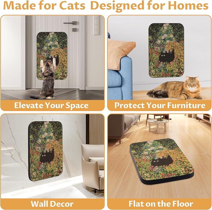 Art Cat Scratcher, Wall-Mountable Cat Scratching Board, Cat Wall Scratcher - Image 5